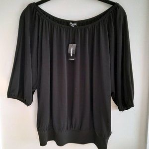 Express NWT Black Short Sleeve Elastic Dolman Sleeve Top Size Small
